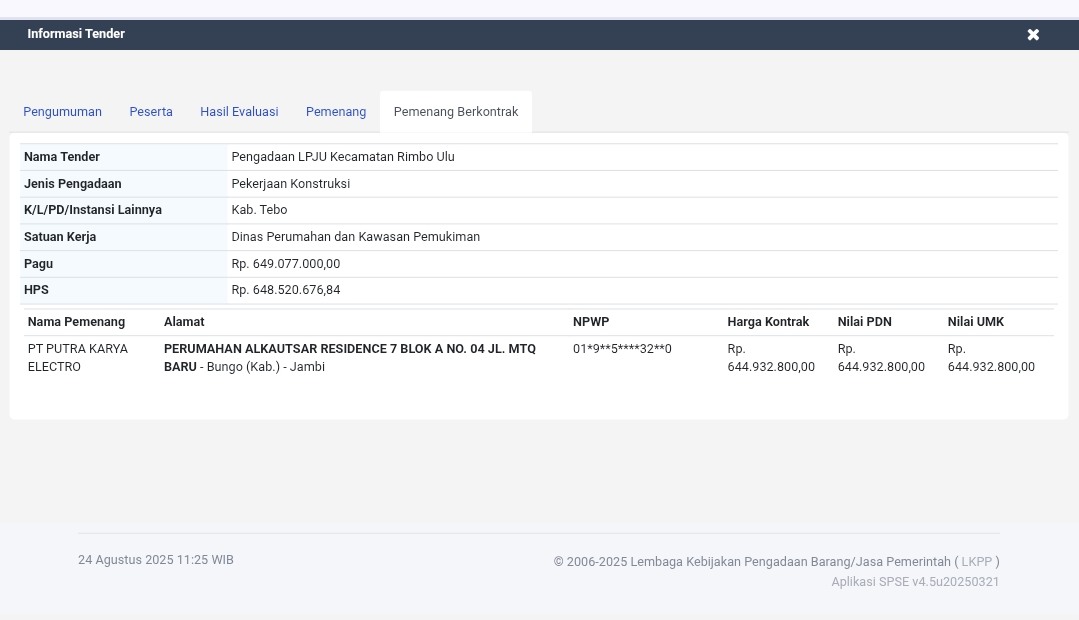 Screenshot_2025-08-24-11-25-24-01_40deb401b9ffe8e1df2f1cc5ba480b12 DUA PAKET TENDER LPJU PADA DINAS PERKIM TEBO,DI MENANGKAN OLEH SATU REKANAN