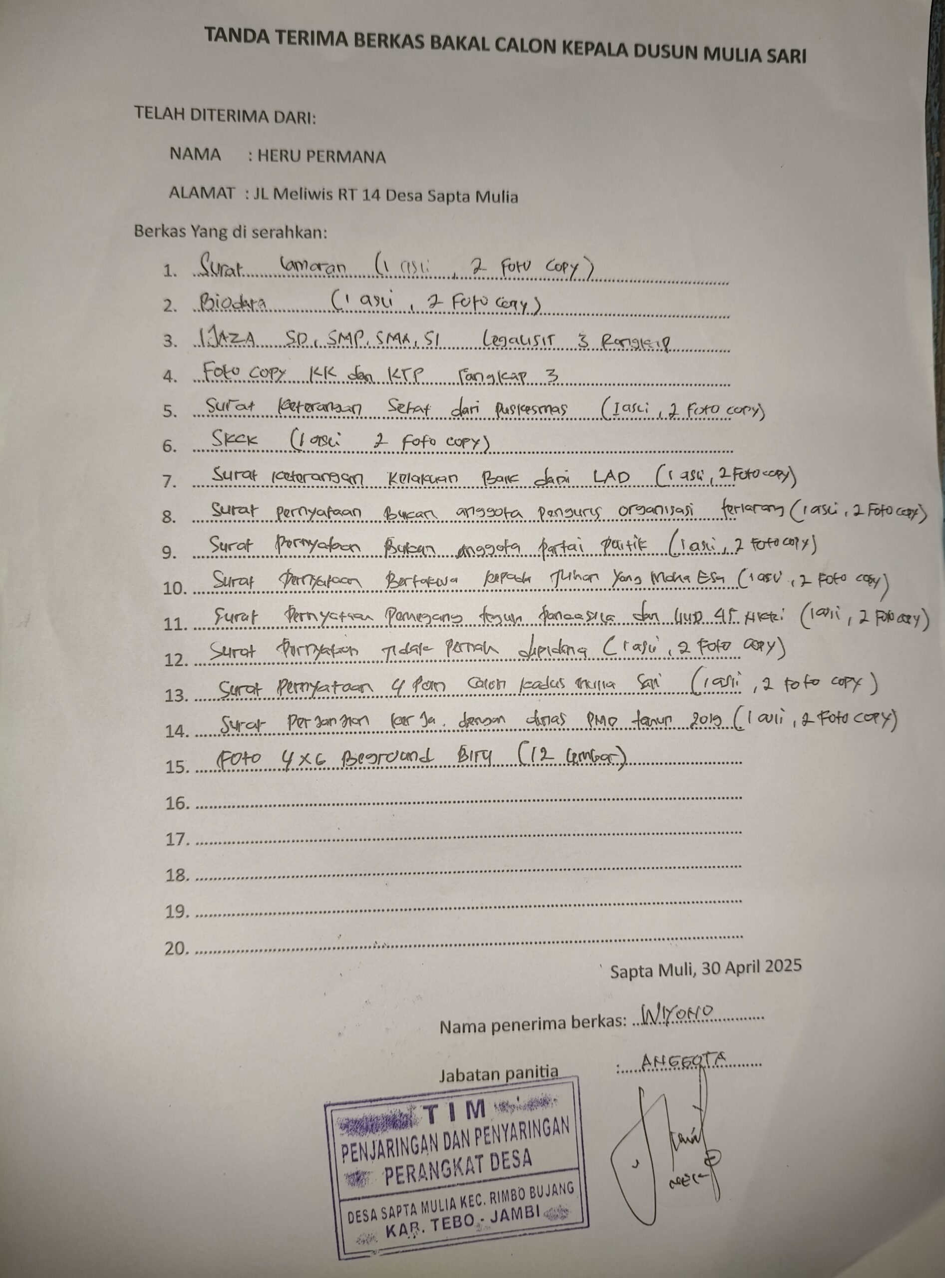 IMG_20251011_190916-scaled Menang Ujian Tak Kunjung Di Lantik,Isu Miring Pemilihan Perangkat Desa Sapta Mulia Mencuat.