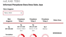 Total Pencairan Dana Desa Suka Jaya untuk tahun anggaran 2024