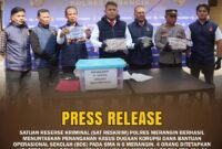 POLRES MERANGIN SAAT PRESS RILIS KASUS TERSANGKA DANA BOS. 
dok.Polres Merangin