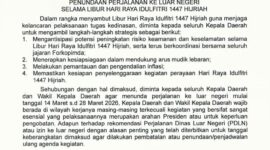 Surat Edaran Menteri Dalam Negeri atas Penundaan Perjalanan Dinas Para Pejabat Daerah