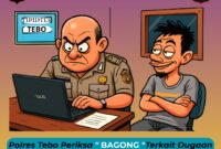 Karikatur Foto Proses Pemeriksaan di Meja Penyidik Kepolisian.