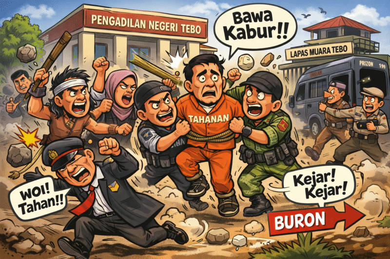Ilustrasi Terdakwa Di Bawa Kabur dari Pengadilan Negeri Tebo Usai Sidang