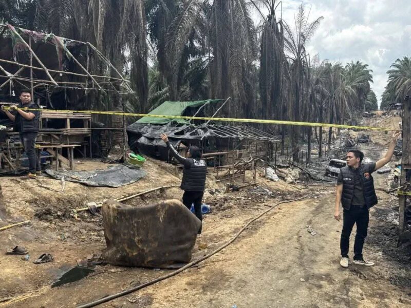 Tim gabungan Ditreskrimsus Polda Sumatera Selatan, Satreskrim Polres Musi Banyuasin Sedang Olah TKP.
