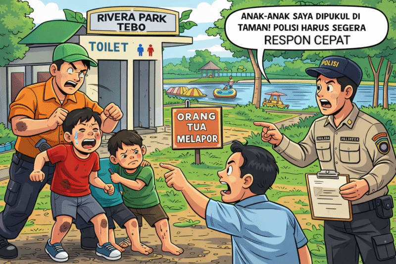 ILUSTRASI KORBAN DI PUKULI DI TAMAN RIVERA PARK RIMBO BUJANG