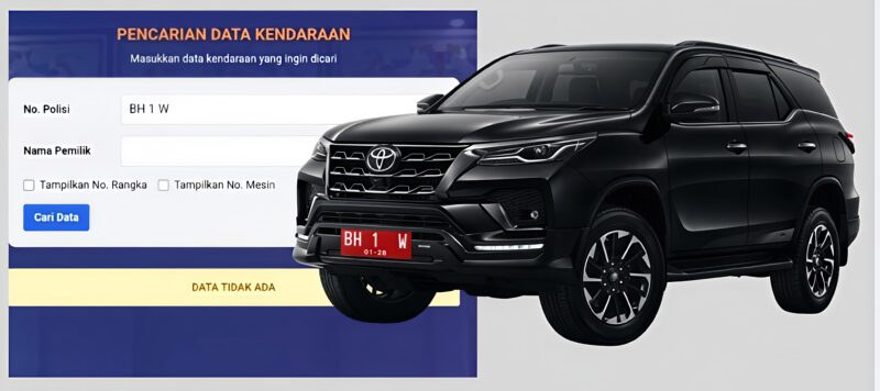 Plat BH 1 W saat dicek melalui layanan resmi Samsat Jambi 