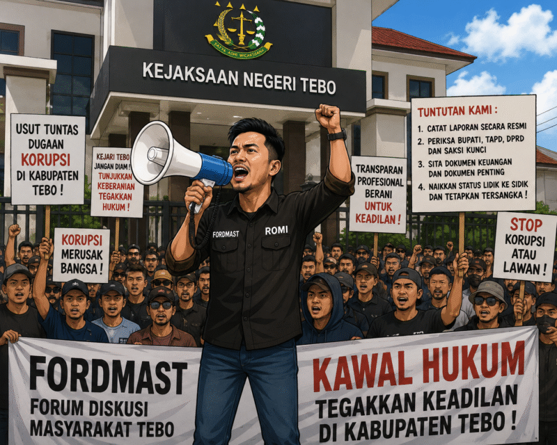 ILUSTRASI RENCANA AKSI DI KEJAKSAAN NEGERI TEBO OLEH  FORDMAST TIM 8 TEBO