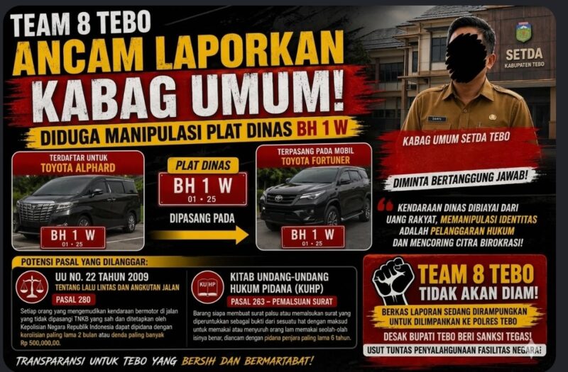 ILUSTRASI DUGAAN PEMALSUAN PLAT RANDIS BUPATI TEBO
