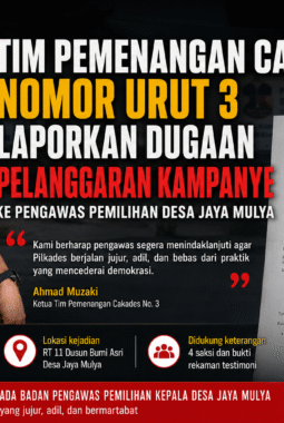Tim Pemenangan Cakades Nomor Urut 3 Laporkan Dugaan Pelanggaran Kampanye ke Pengawas Pemilihan Desa Jaya Mulya