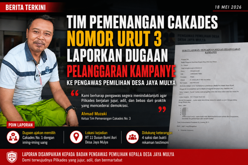 Ilustrasi Laporkan Dugaan Pelanggaran Kampanye ke Pengawas Pemilihan Desa Jaya Mulya Oleh Tim Pemenangan Calon nomor 3.
