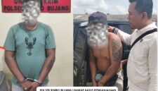Pelaku Saat Diamankan Oleh Satreskrim Polsek Rimbo Yang Dipimpin Oleh Kanit Reskrim Polsek Rimbo Bujang, AIPTU ARI WAHYUDI, S.H.