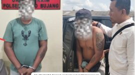 Pelaku Saat Diamankan Oleh Satreskrim Polsek Rimbo Yang Dipimpin Oleh Kanit Reskrim Polsek Rimbo Bujang, AIPTU ARI WAHYUDI, S.H.