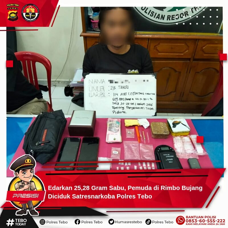 Tersangka Terduga Kasus Pengedar Narkotika. Dok.Polres Tebo
