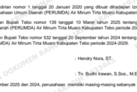 Susunan Pengurus PDAM Tirta Muaro Tebo Berdasarkan Akta.
