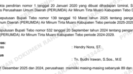 Susunan Pengurus PDAM Tirta Muaro Tebo Berdasarkan Akta.