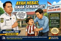 ILUSTRASI Gerakan Ayah Mengantar Anak di Hari Pertama Sekolah (GAMAS).