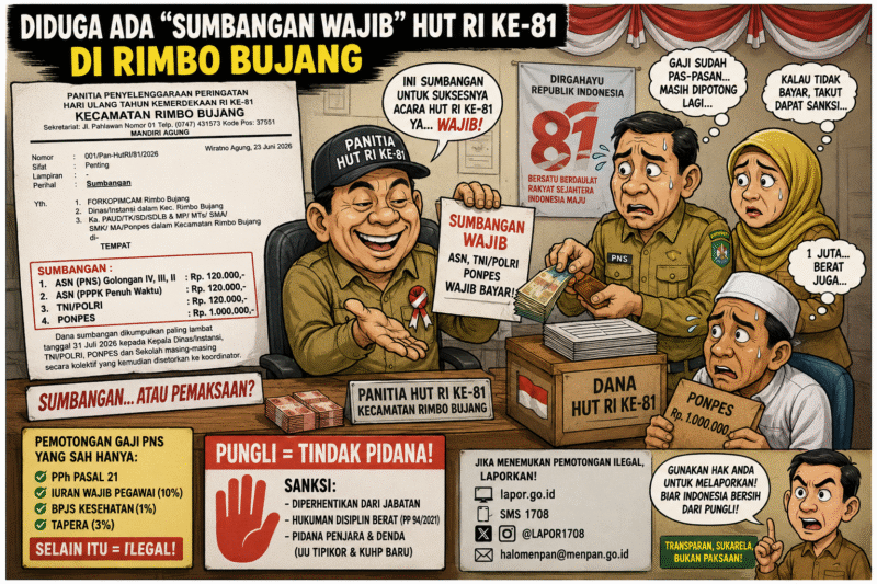 ILUSTRASI PUNGUTAN WAJIB BERKEDOK SUMBANGAN DI KECAMATAN RIMBO BUJANG