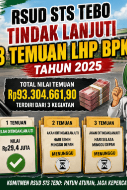 RSUD STS Tebo Tindak Lanjuti 3 Temuan LHP BPK Tahun 2025 Senilai Rp93,3 Juta