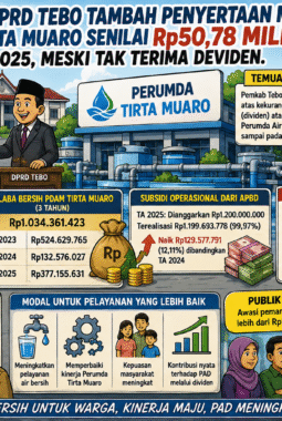 PEMDA dan DPRD Tebo Tambah Penyertaan Modal Perumda Tirta Muaro Senilai Rp50,78 Miliar Pada Tahun 2025, Meski Tak Terima Deviden.